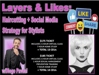 LAYERS & LIKES : Hair Cuts & Social Media - Virtual Class - Sunday July 27, 2025 11:00am